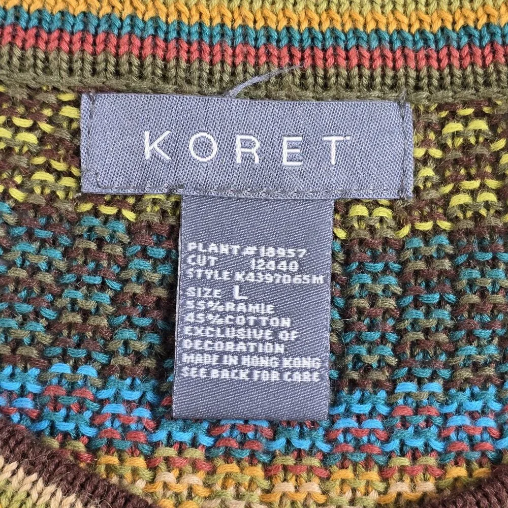 Vintage Koret Womens Cardigan Sweater Jacket Large Cottagecore Long Sleeve Multi